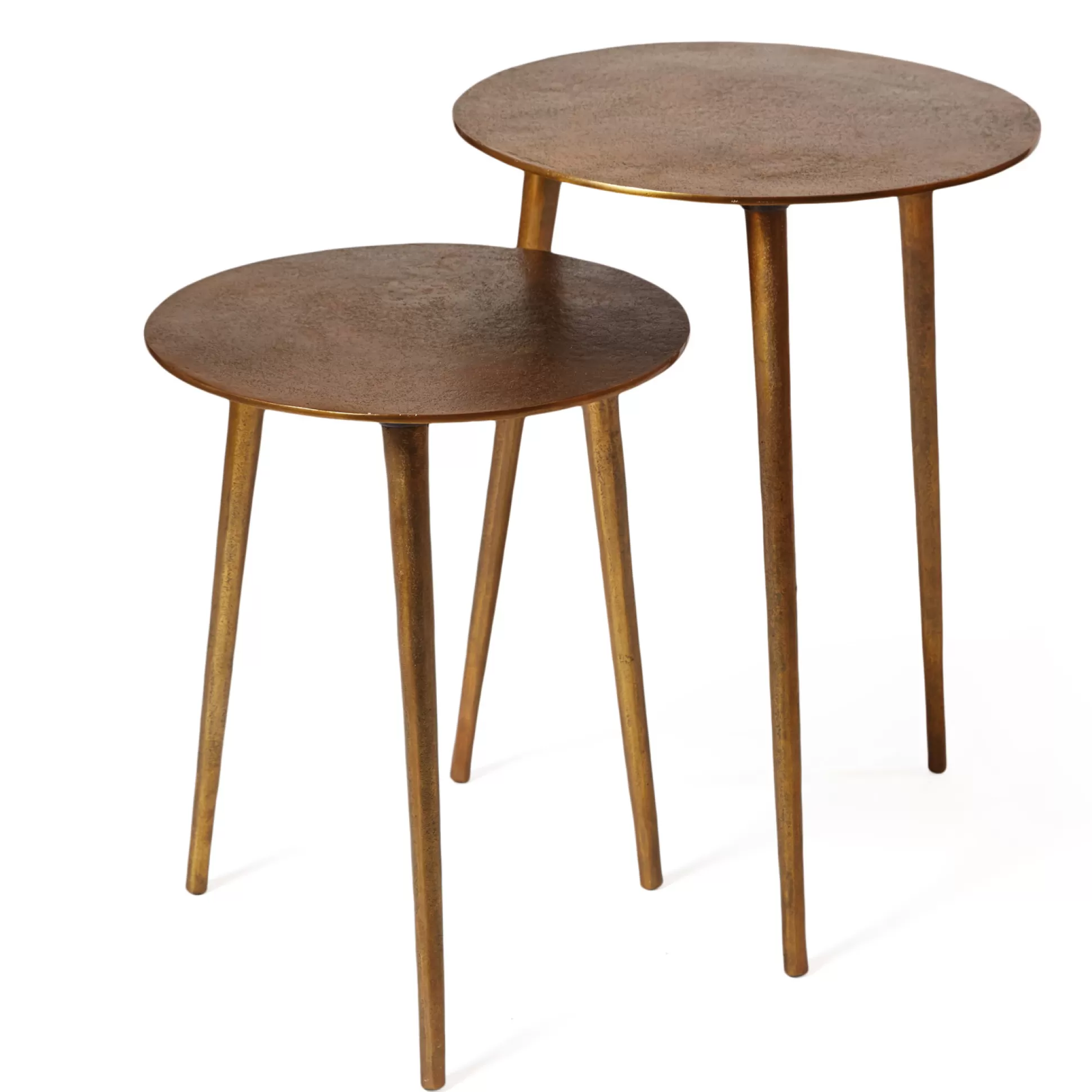 - Side Tables>Meadows and Byrne Cortina Antique Brass Side Tables - Set Of 2