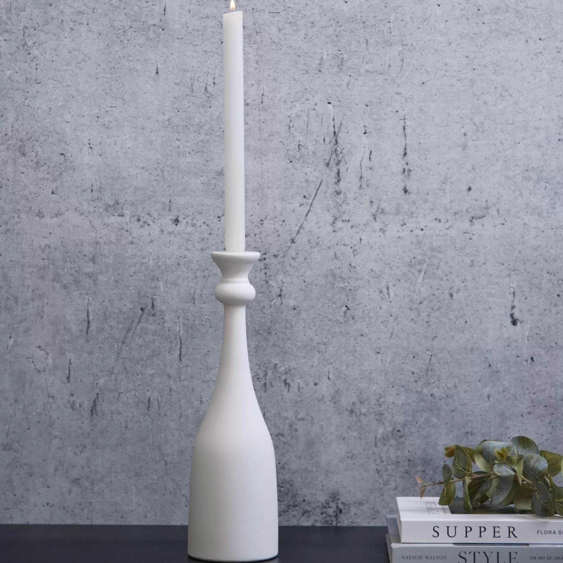 Candle Holders>Meadows and Byrne Elie Candlestick Holder In Matt White