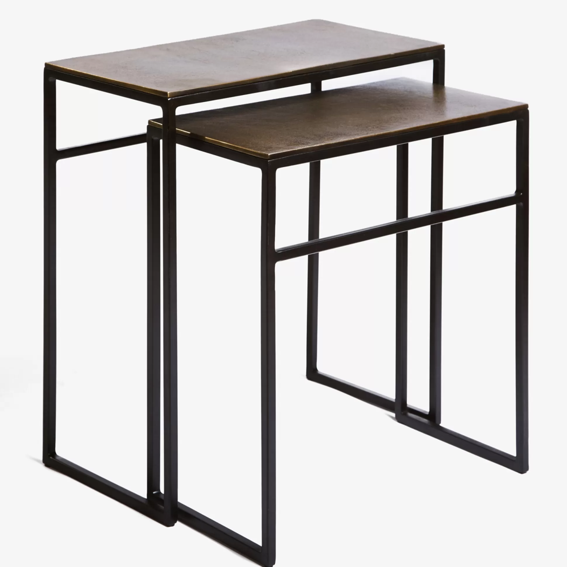 - Side Tables>Meadows and Byrne Folio Rectangular Nesting Tables - Vintage Brass