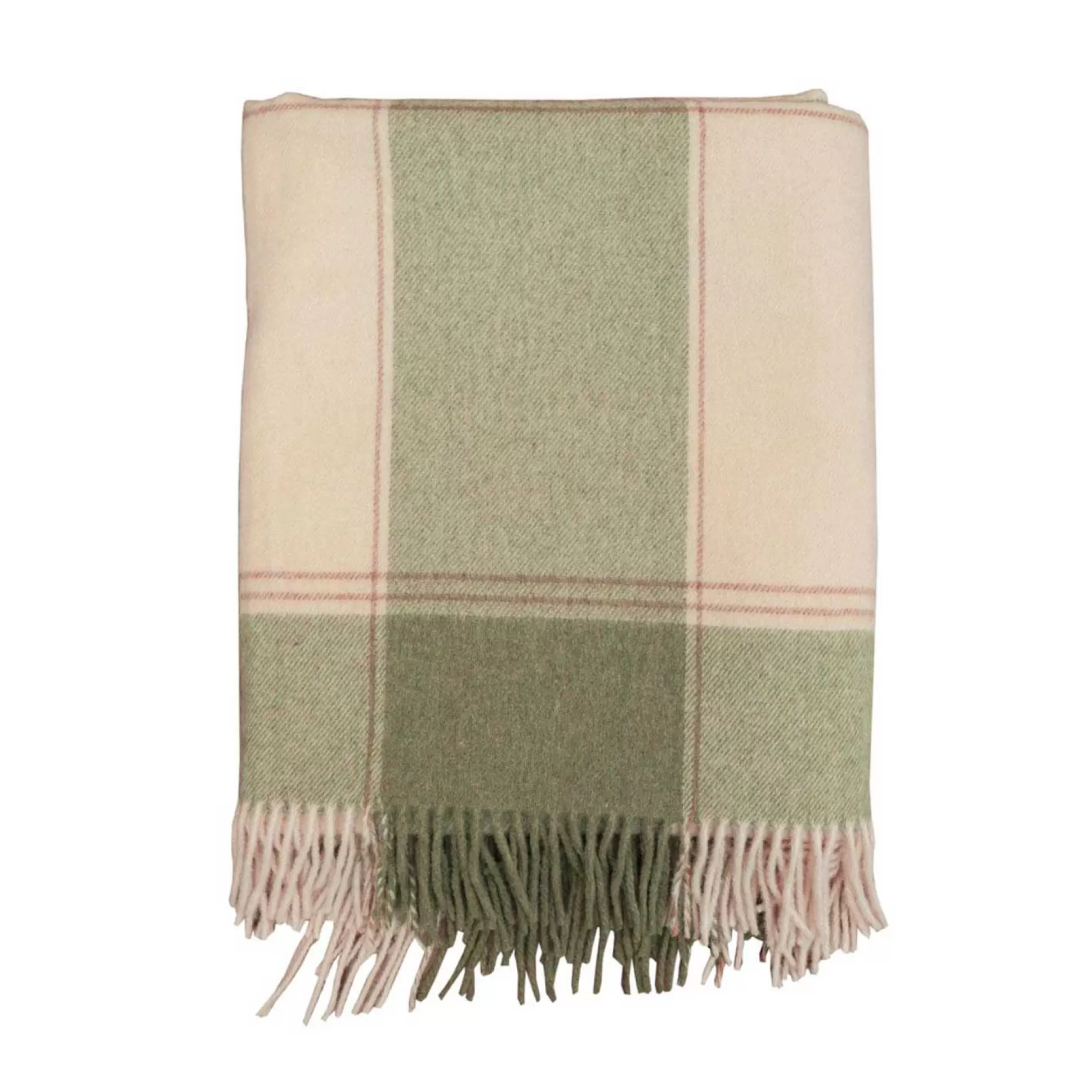 Blankets & Throws>Meadows and Byrne Green & Beige Check Throw