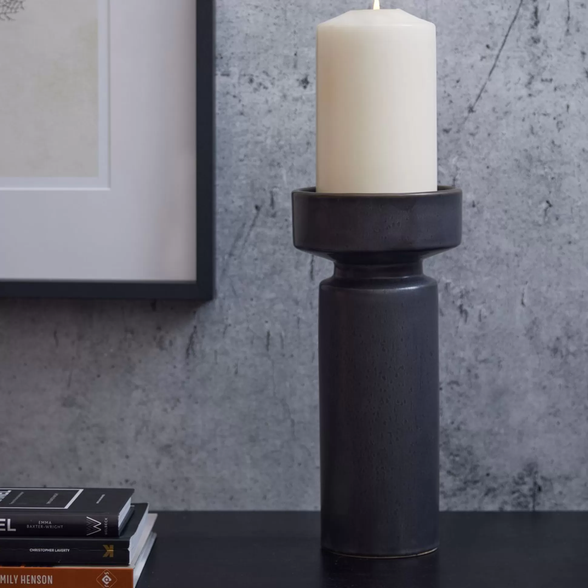 Candle Holders>Meadows and Byrne Holden Candle Holder In Volcanic Black Large