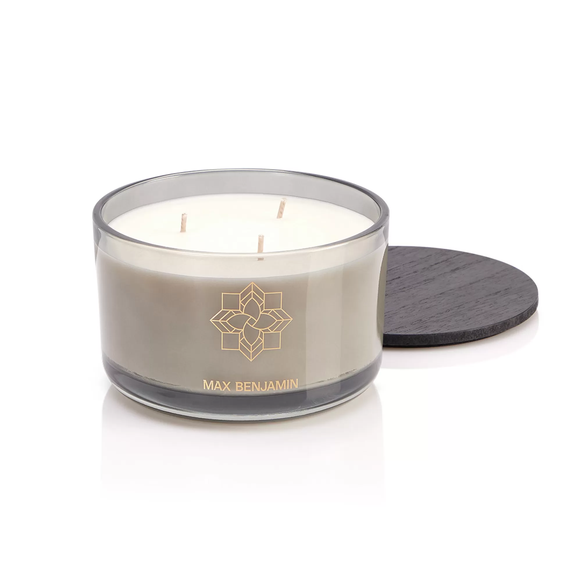 Scented Candles>Meadows and Byrne Max Benjamin French Linen Water Luxury 3 Wick Candle & Lid