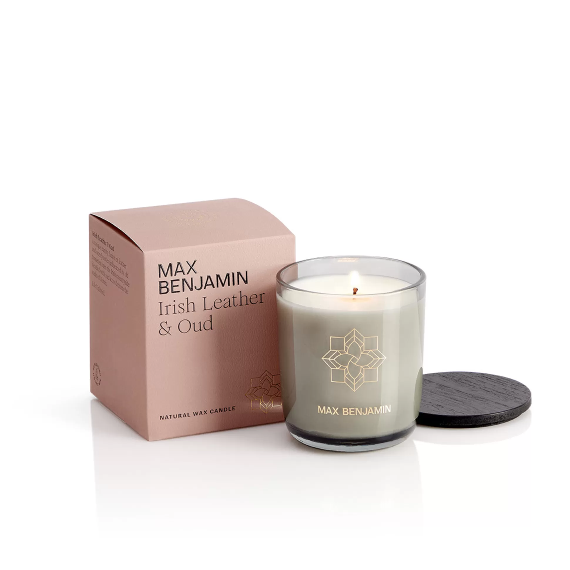 Scented Candles>Meadows and Byrne Max Benjamin Irish Leather & Oud Luxury Candle & Lid