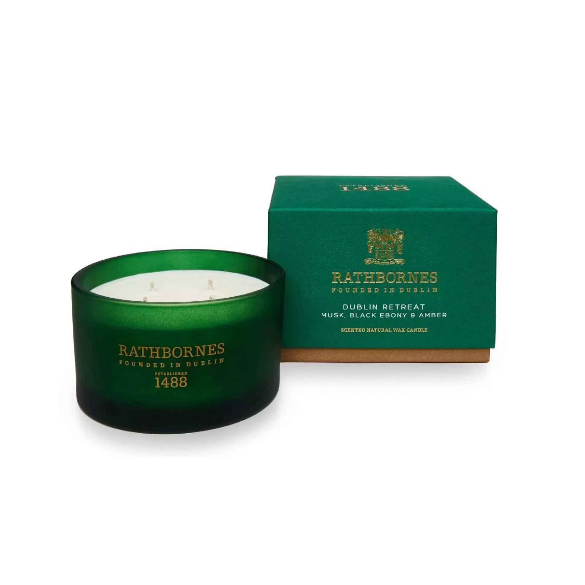 Scented Candles>Meadows and Byrne Rathbornes Dublin Retreat Musk, Black Ebony & Amber Scented Four Wick Luxury Candle