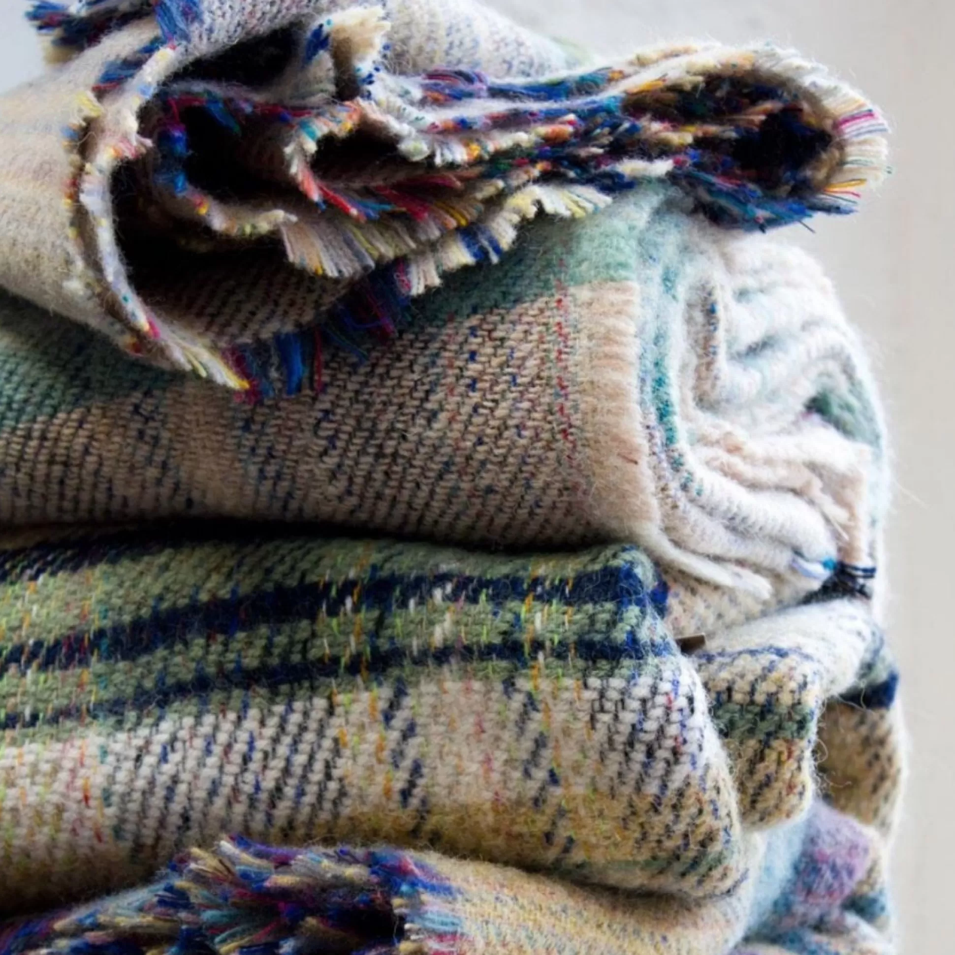 Blankets & Throws>Meadows and Byrne Recycled Wool Throw - Set Of 2