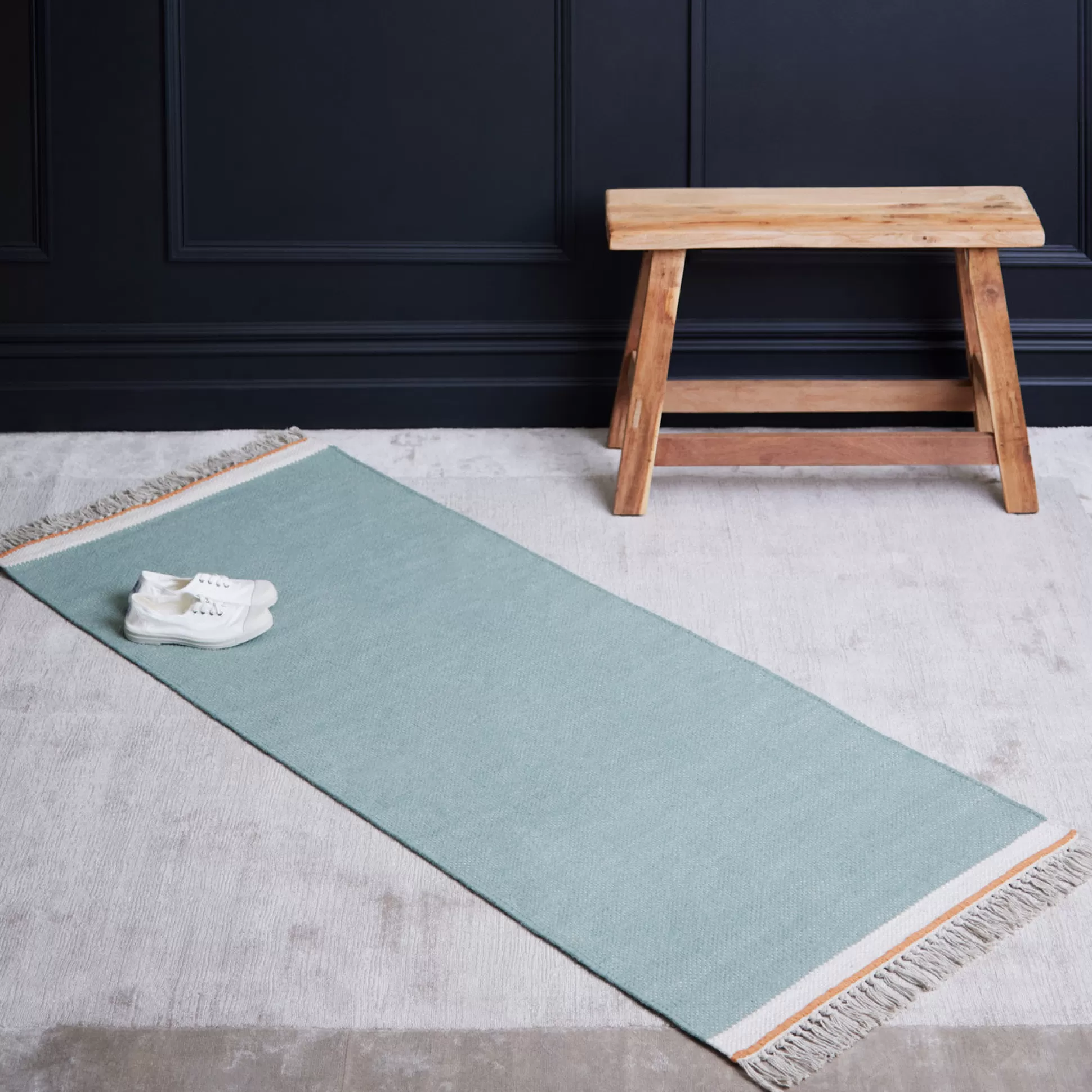 Rugs & Door Mats>Meadows and Byrne Tassilo Iceberg And Orange Stripe Runner