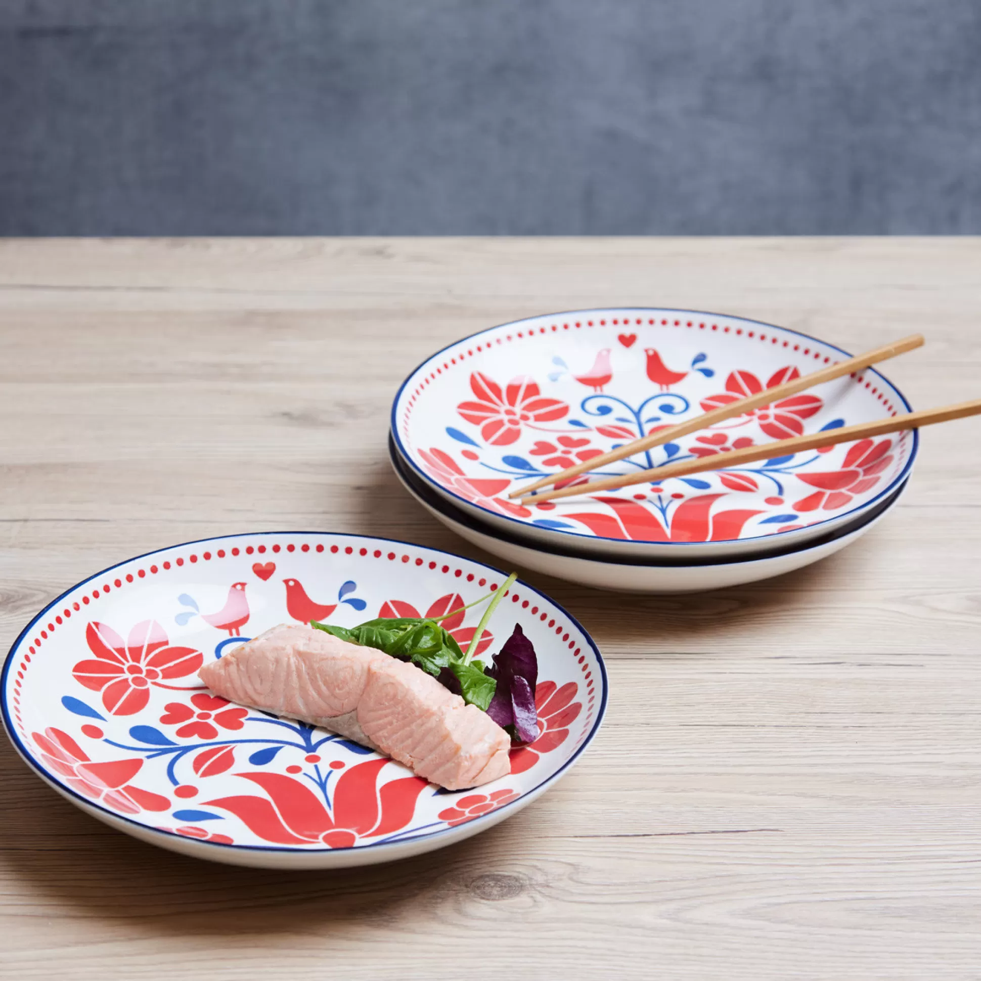 Plates>Meadows and Byrne Tola Orange Bird/Navy Tile 25Cm Plate - Set Of 3