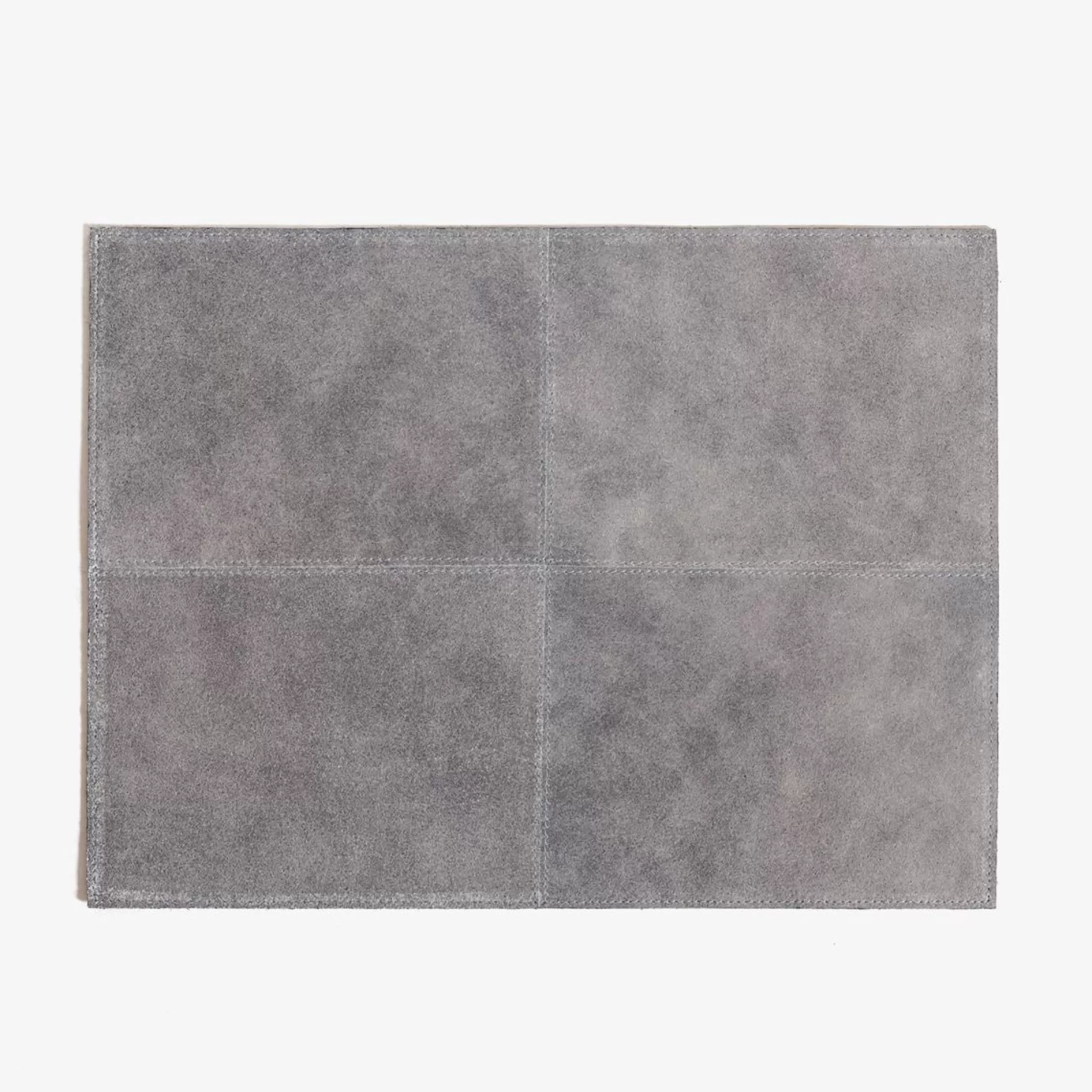 Table Linen>Meadows and Byrne Vintage Grey Panel Leather Placemat Set Of 6