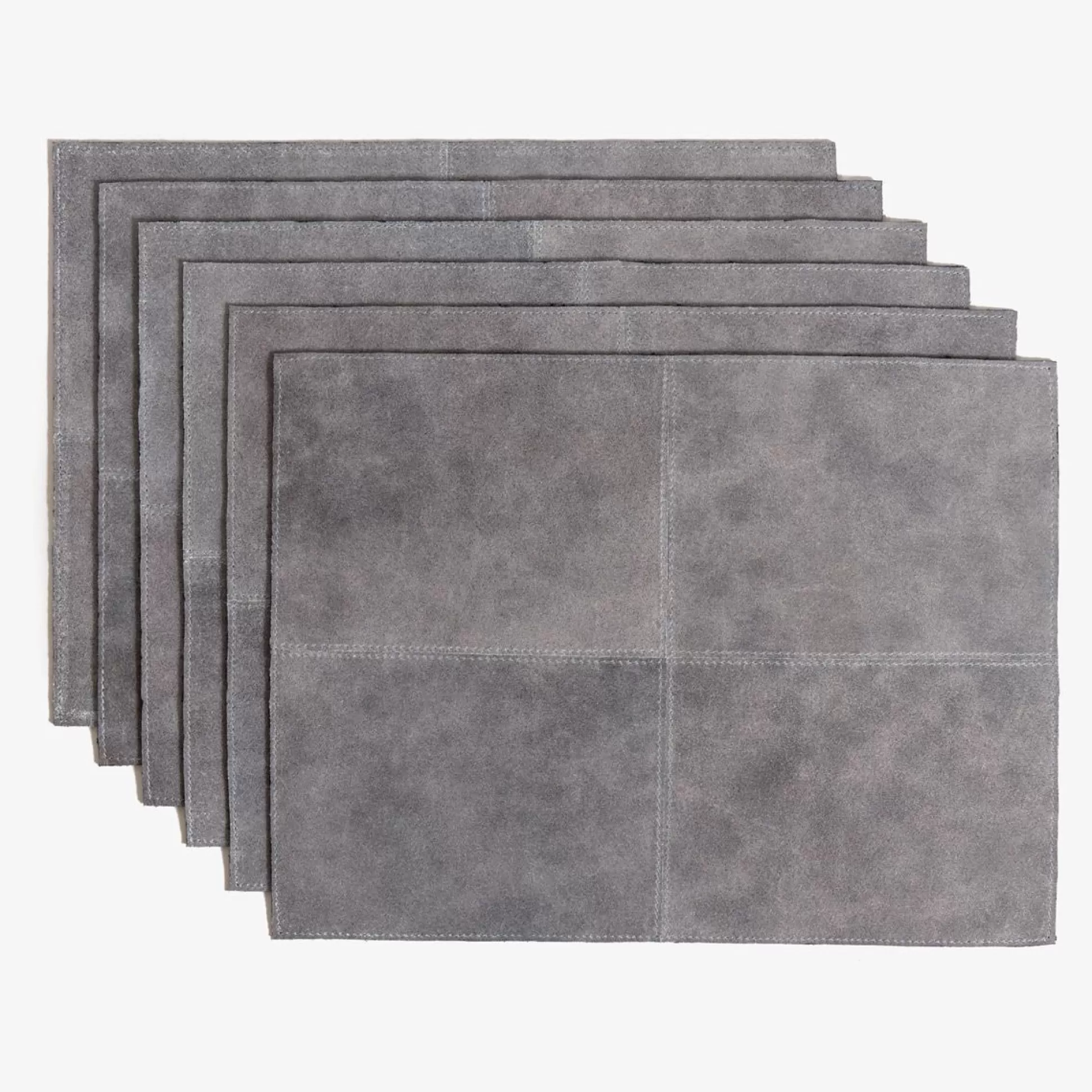 Table Linen>Meadows and Byrne Vintage Grey Panel Leather Placemat Set Of 6
